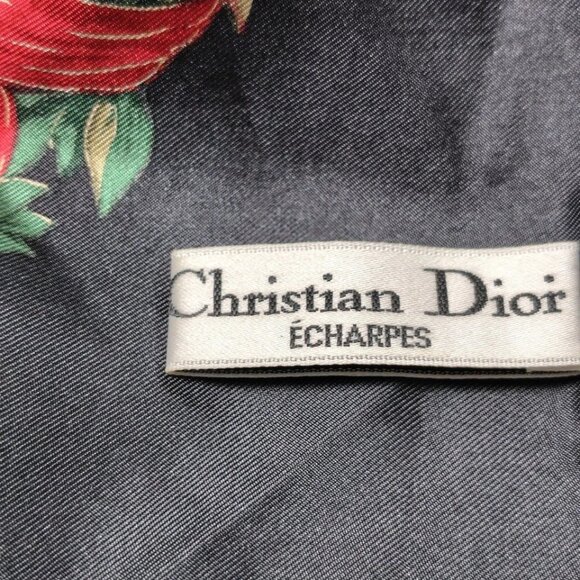 DIOR/ChristianDior - Black Green Red Multi Scarf 117-061725 - Picture 11 of 11